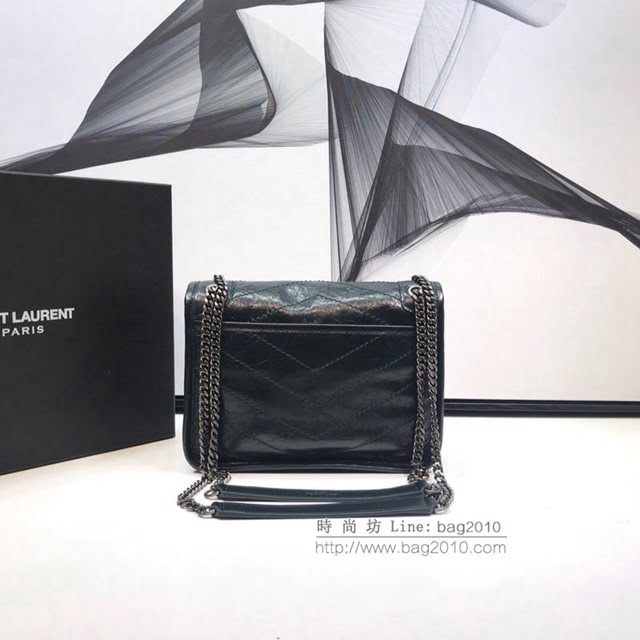 YSL爆款女士包包 聖羅蘭經典款Niki油蠟抓皺牛皮小號郵差包 YSL肩背斜挎包 533037  jjh1189